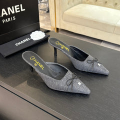 HIGH HEEL MULE 65 MM IN MOUSE GRAY FELT COTH