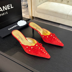 HIGH HEEL MULE 65 MM IN CANDY RED SUEDE