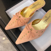 HIGH HEEL MULE 65 MM IN LIGHT PINK SUEDE