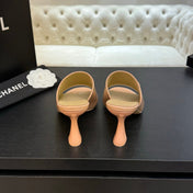 PEEP TOE MULE 85MM IN APRICOT ORANGE PATENT CALFSKIN