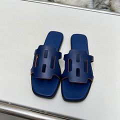 FLATFORM SANDAL NAVY CALFSKIN