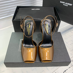 SL FISH MOUTH SANDAL PUMP BRONZE POLISHED CALFSKIN