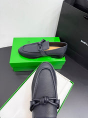 BOTTEGA VENETA 26S LOAFERS IN BLUE GRAY GRAINED CALFSKIN