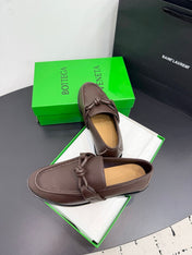 BOTTEGA VENETA 26S LOAFERS IN BROWN GRAINED CALFSKIN