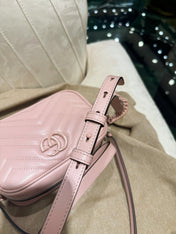 GG MINI 18 MARMONT MATELASSÉ SHOULDER BAG LIGHT PINK CALFSKIN