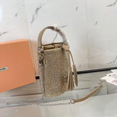 DIAMOND BUCKET BAG 17 IN ECRU BEIGE LAMBSKIN