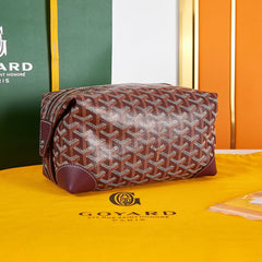 BOWLING TOILETRY BAG 24 IN BURGUNDY RED GOYARDINE CANVAS AND CALFSKIN