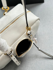 DANGLE TOP HANDLE BAG 30 IN WHITE SHINY CALFSKIN