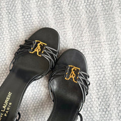 BABYLONE SANDALS 90 IN ALL BLACK LAMBSKIN