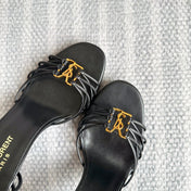 YSL HIGH HEEL 90MM IN BLACK CALFSKIN GOLD HARDWARE