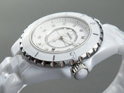 J12 Date Quartz White Ceramic Diamond Numerals White Dial