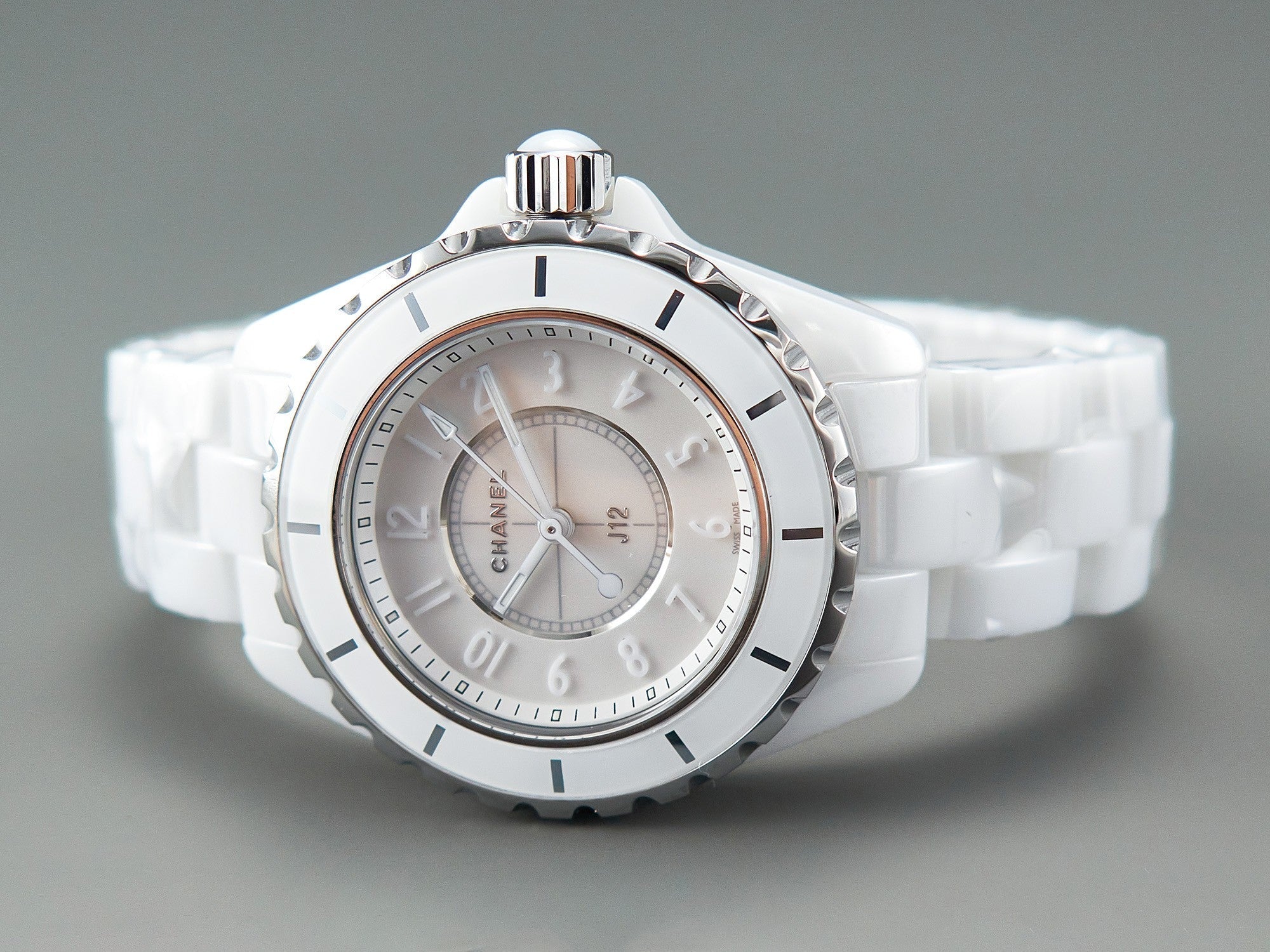J12 Quartz White Ceramic White Numerals White Dial