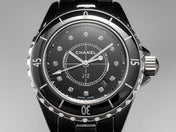 J12 Date Quartz Black Ceramic Diamond Numerals Black Dial