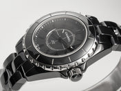 J12 Quartz Black Ceramic Black Numerals Black Dial
