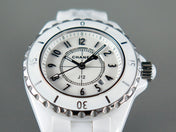 J12 Date Quartz White Ceramic Black Numerals White Dial