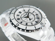 J12 Date Automatic White Ceramic Black Numerals White Dial