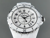 J12 Date Automatic White Ceramic Black Numerals White Dial