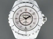 J12 Automatic White Ceramic Black Diamond Numerals Mop Dial