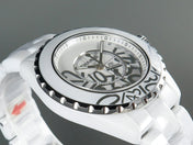 J12 Date 38mm Automatic White Ceramic Stainless Graffiti Limited