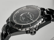 J12 Automatic Black Ceramic Black Numerals Black Dial Black Steel Hands