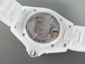 J12 Automatic White Ceramic White Numerals Black White Hands White Dial