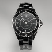 J12 Date Automatic Black Ceramic White Numerals Black Dial Black Steel Hands