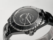 J12 Automatic Black Ceramic Black Numerals Black Dial White Steel Hands