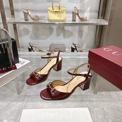 GG SLINGBACK IN BURGUNDY RED CALFSKIN