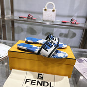 FF Women Signature Slides Blue White Canvas Slide