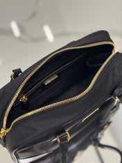 MEDIUM TOP HANDLE BAG 30 IN BLACK NYLON AND CALFSKIN TRIM