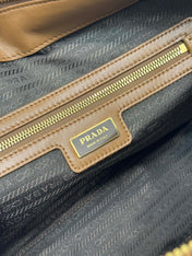 LARGE TOP HANDLE BAG 35 IN CHERRY WOOD NYLON AND CALFSKIN TRIM