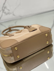 LARGE TOP HANDLE BAG 35 IN DRIED MOSS NYLON AND CALFSKIN TRIM