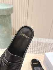 YSL 25S LOAFER MULE IN BLACK CALFSKIN