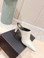 YSL 25S JILL MULES IN IVORY SMOOTH CALFSKIN