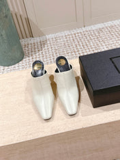 YSL 25S JILL MULES IN IVORY SMOOTH CALFSKIN