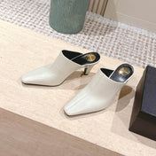 YSL 25S JILL MULES IN IVORY SMOOTH CALFSKIN