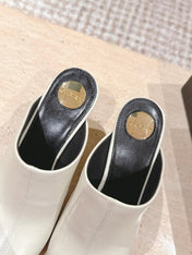 YSL 25S JILL MULES IN IVORY SMOOTH CALFSKIN