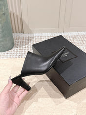 YSL 25S JILL MULES IN BLACK SMOOTH CALFSKIN