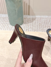 YSL 25S JILL MULES IN BURGUNDY SMOOTH CALFSKIN