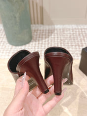 YSL 25S JILL MULES IN BURGUNDY SMOOTH CALFSKIN