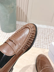 YSL 25S SAINT LAURENT LOAFERS IN BROWN CALFSKIN WITH SMALL LOGO