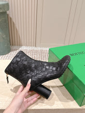 BOTTEGA VENETA 26S INTRECCIATO BOOTS 85 MM IN BLACK LAMBSKIN