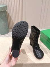 BOTTEGA VENETA 26S INTRECCIATO BOOTS 85 MM IN BLACK LAMBSKIN