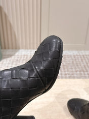BOTTEGA VENETA 26S INTRECCIATO BOOTS 85 MM IN BLACK LAMBSKIN