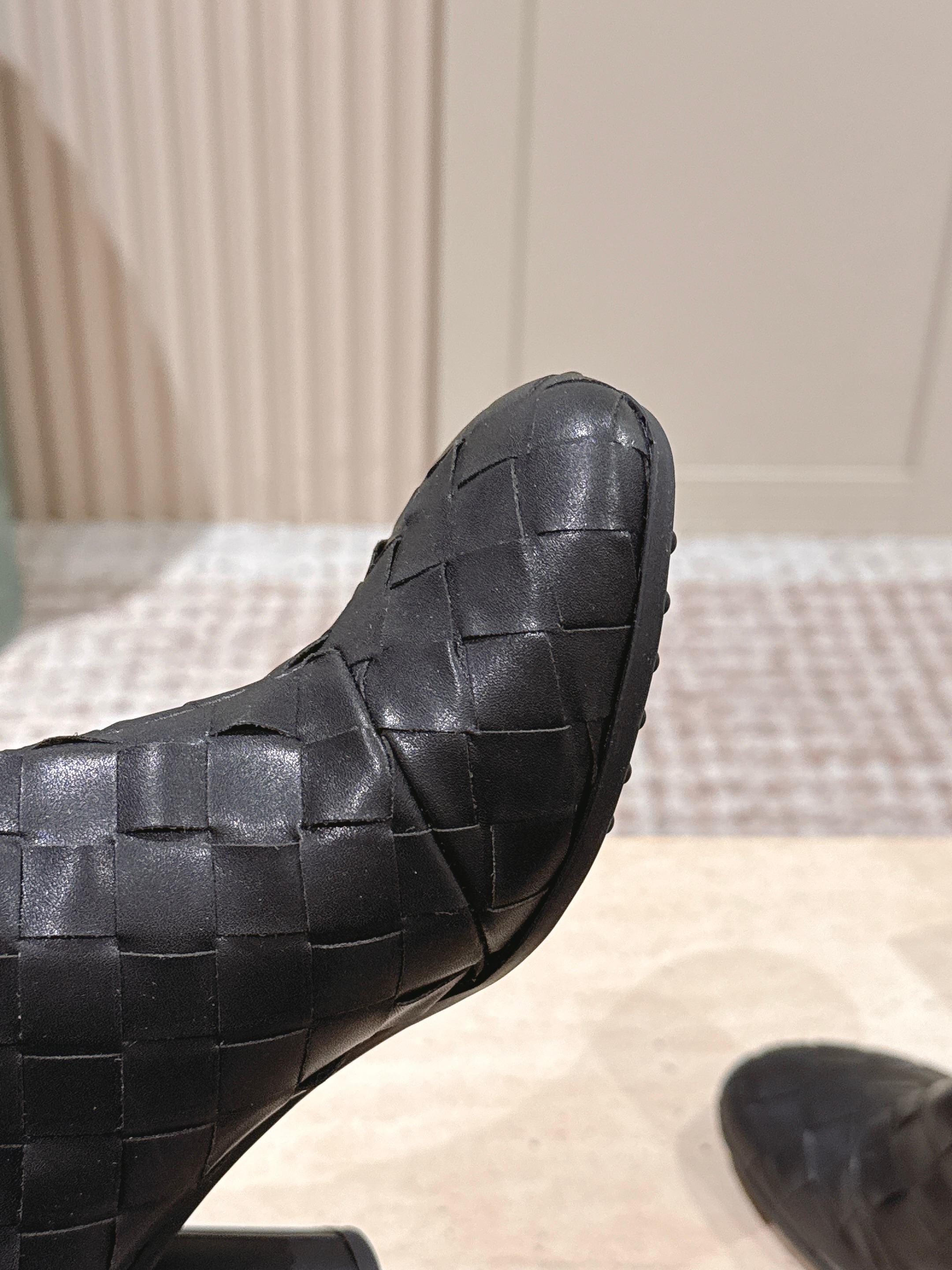 BOTTEGA VENETA 26S INTRECCIATO BOOTS 85 MM IN BLACK LAMBSKIN