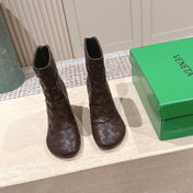 BOTTEGA VENETA 26S INTRECCIATO BOOTS 85 MM IN DARK BROWN LAMBSKIN