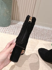 BOTTEGA VENETA 26S INTRECCIATO BOOTS 85 MM IN BLACK SUEDE