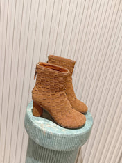 BOTTEGA VENETA 26S INTRECCIATO BOOTS 85 MM IN BROWN SUEDE
