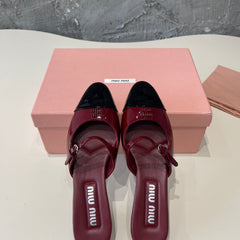 CAP TOE MULES RUBY COLOR SHEEPSKIN