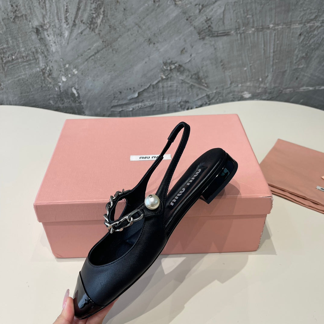 SMALL SQUARE HEAD MARY JANE SANDAL BLACK CALFSKIN